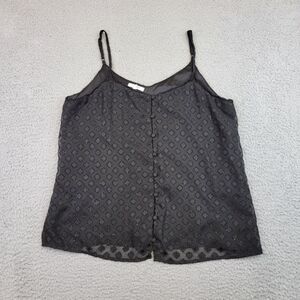 Maurices Tank Top‎ Women's Medium Black Diamond Gold Flakes Cropped V-Neck Shirt